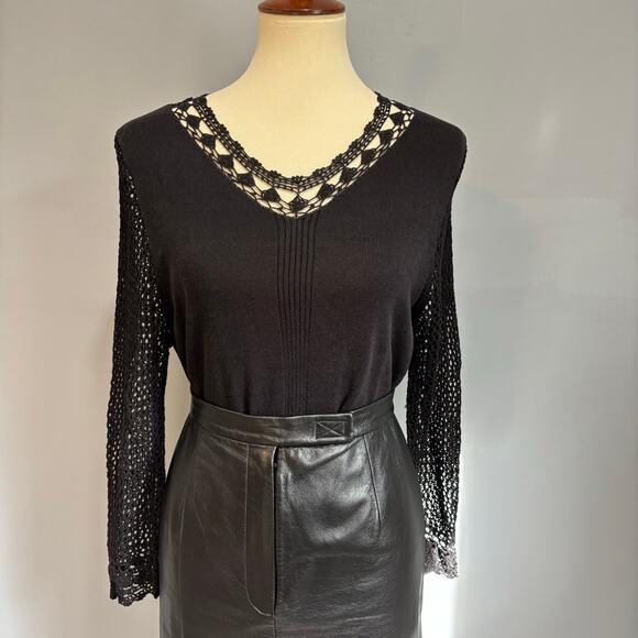 Whimsigoth, Bewitched Boho, witchy black lace sleeve top, size medium - Picture 1 of 8